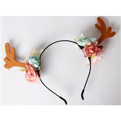 Mignon Girl's Flower Christmas Deer Ear  Hairband J12854