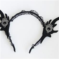 Elegant Black Mesh Masquerade Party Hair Hoop J12911