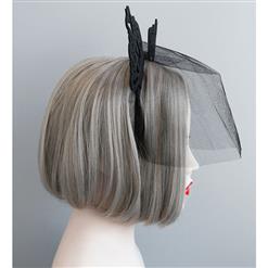 Black Crown Fishnet Mask Masquerade Hair Clasp J12913