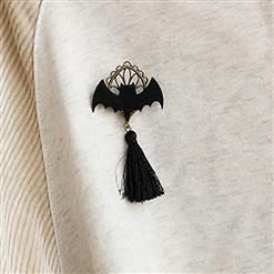 Retro Lovely Black Bat Tassel Alloy Metal Brooch J17267