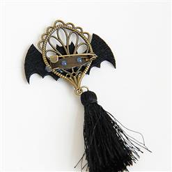 Retro Lovely Black Bat Tassel Alloy Metal Brooch J17267