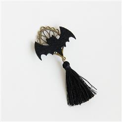 Retro Lovely Black Bat Tassel Alloy Metal Brooch J17267