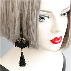 Retro Lovely Black Bat Tassel Bead Alloy Metal Earrings J17268