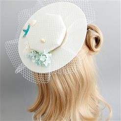 Elegant Charming White Flower Net Hair Clip Hat J17269