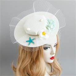 Elegant Charming White Flower Net Hair Clip Hat J17269