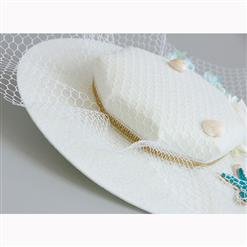 Elegant Charming White Flower Net Hair Clip Hat J17269