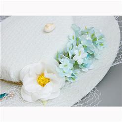 Elegant Charming White Flower Net Hair Clip Hat J17269