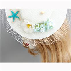 Elegant Charming White Flower Net Hair Clip Hat J17269