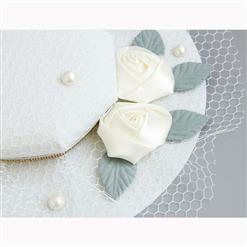 Elegant Charming White Flower and Bead Net Hair Clip Hat J17271