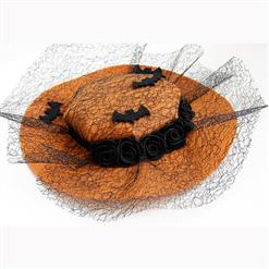 Elegant Charming Brown Flower and Bat Net Hair Clip Hat J17322