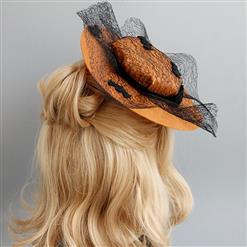 Elegant Charming Brown Flower and Bat Net Hair Clip Hat J17322