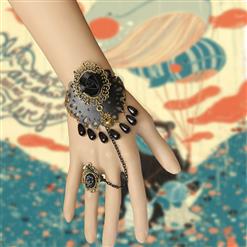 Vintage Bracelet, Gothic Bracelet, Lace Bracelet, Cheap Wristband, Victorian Bracelet, Slave Bracelet, Bracelet with Ring, #J17677
