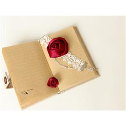 2PCS Elegant Gothic Style White Lace Wristband Red Rose Embellishment Bracelet with Ring J17755