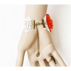 Retro Lace Floral Wristband Victorian Style Jewlery Bracelet with Ring J17757