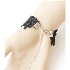 Vintage Black Lace Wristband Bow Bracelet with Ring J17766
