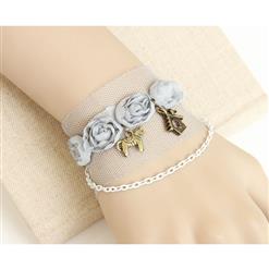 Vintage Style Wristband Elegant Roses Bracelet with Ring J17773