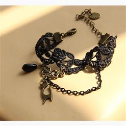 Retro Black Gothic Lace Wristband Bracelet J17778