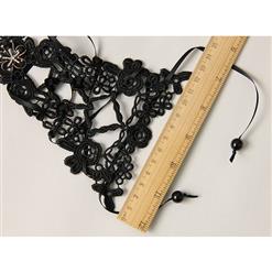 Gothic Black Lace Long Wristband Victorian Flower Embellishment Bracelet J17785