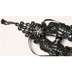 Gothic Black Lace Long Wristband Victorian Flower Embellishment Bracelet J17785