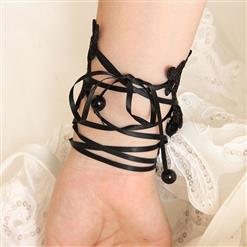 Gothic Black Lace Long Wristband Victorian Flower Embellishment Bracelet J17785