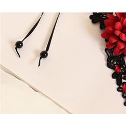 Gothic Black Lace Long Wristband Victorian Flower Embellishment Bracelet J17786