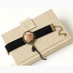 Vintage Style Balck Wristband Floral Embellishment Bracelet J17787