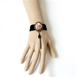Vintage Style Balck Wristband Floral Embellishment Bracelet J17787