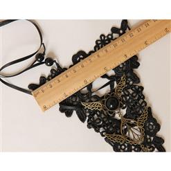 Gothic Black Floral Lace Long Wristband Victorian Flower Embellishment Bracelet J17790