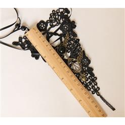 Gothic Black Floral Lace Long Wristband Victorian Flower Embellishment Bracelet J17790