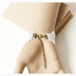 Retro White Gothic Lace Wristband Floral Embellishment Bracelet J17792
