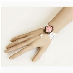 Retro White Gothic Lace Wristband Floral Embellishment Bracelet J17792