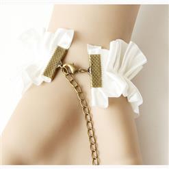 Vintage Style White Wristband Floral Embellishment Bracelet J17793