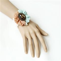 Vintage Style White Wristband Floral Embellishment Bracelet J17793