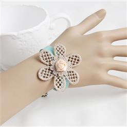 Gothic Blue Wristband Floral Embellishment Bracelet J17805