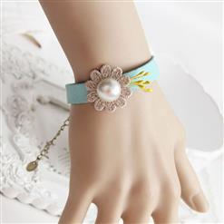 Gothic Blue Wristband Pearl Embellishment Bracelet J17806