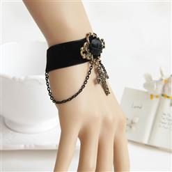 Gothic Balck Wristband Floral Embellishment Bracelet J17807