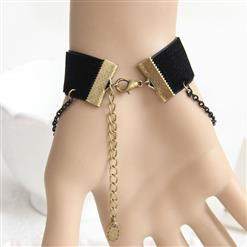 Gothic Balck Wristband Floral Embellishment Bracelet J17807