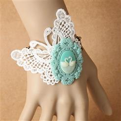Victorian Gothic White Butterfly Embellishment Bracelet J17808