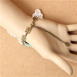 Victorian Gothic White Butterfly Embellishment Bracelet J17808