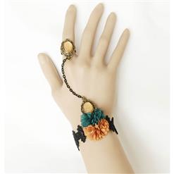 Fashion Vintage Lace Flower Wristband Bracelet Metal Ring J17815