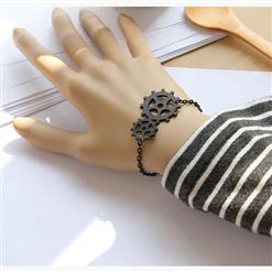 Gothic Metal Chain Wristband Time Wheel Embellishment Bracelet J17836