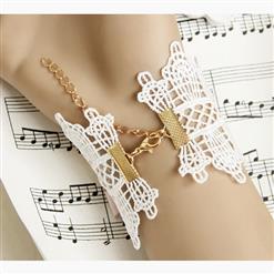 Vintage Gothic White Lace Wristband Floral Embellishment Bracelet J17852