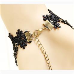 Vintage Gothic Black Lace Wristband Crystal Heart Embellishment Bracelet J17855