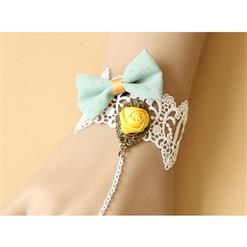 Vintage Lace Wristband Bowknot  Embellishment Bracelet with Ring J17860