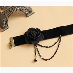 Gothic Black Wristband Floral Embellishment Bracelet J17864
