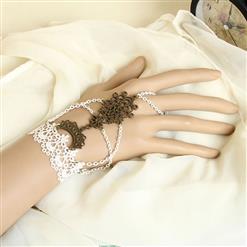 Vintage Lace Wristband Bronze Metal Embellishment Bracelet J17868