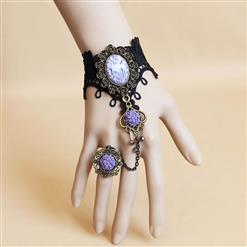 Victorian Gothic Style Bracelet, Gothic Bracelet for Women, Gothic Style Lace Bracelet, Cheap Wristband, Fashion Vintage Bracelet with Ring, #J17877