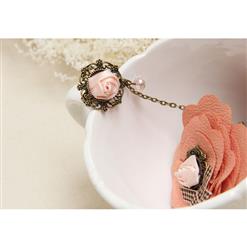 Vintage Braiding Wristband Elegant Flower Embellishment Bracelet with Ring J17889