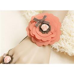 Vintage Braiding Wristband Elegant Flower Embellishment Bracelet with Ring J17889