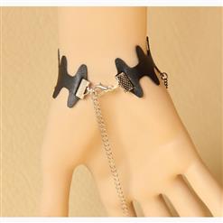 Gothic Black Wristband Bat Embellishment Bracelet J17891